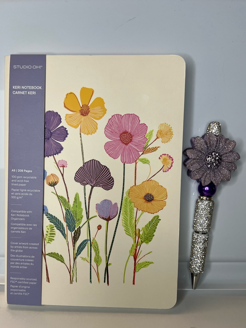 Studio Oh! Keri Floral Notebook With Handmade Floral Pen